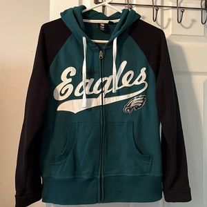Eagles 🔥💚🖤NFL Hoodie zip up woman’s XL